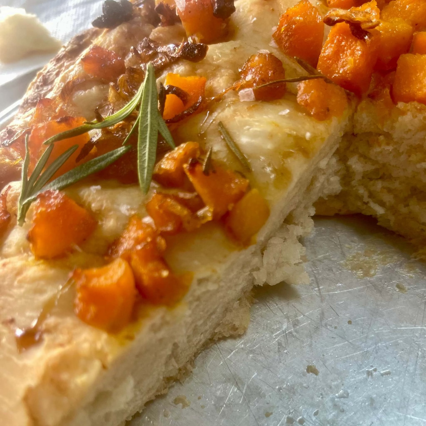Butternut Squash Caramelized Shallot + Hot Honey Focaccia