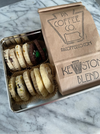 Holiday shortbread assortment and PA Coffee Co. Keystone Blend coffee in a festive tin