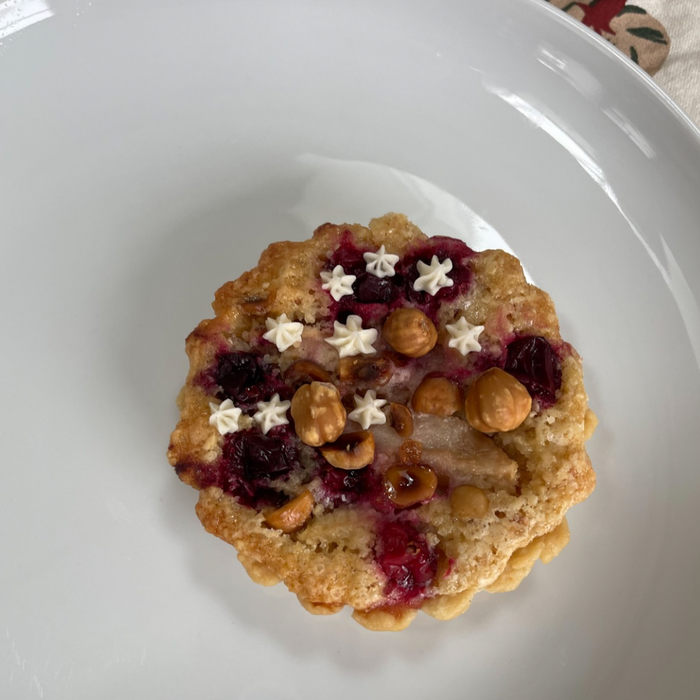 Pear cranberry hazelnut frangipane tartlet from Thanksgiving Treat Feast dessert box