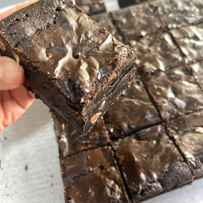 Black Metal Miso Black Cocoa brownie with milk chocolate chips and salty caramel edge