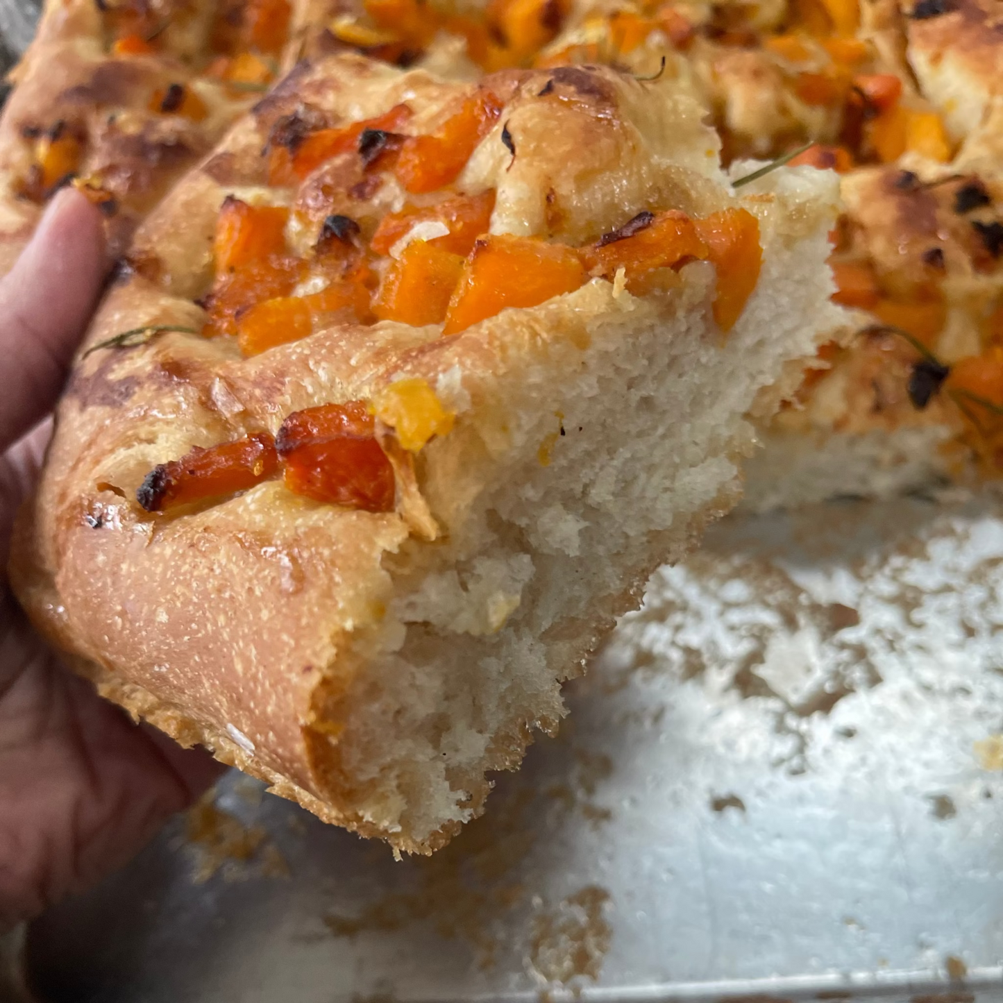 Butternut Squash Caramelized Shallot + Hot Honey Focaccia