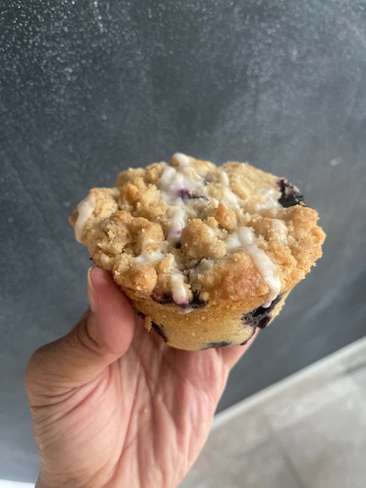 Blueberry Cardamom Coffee Cake with cardamom streusel topping and blueberries, pack of 4 large pieces