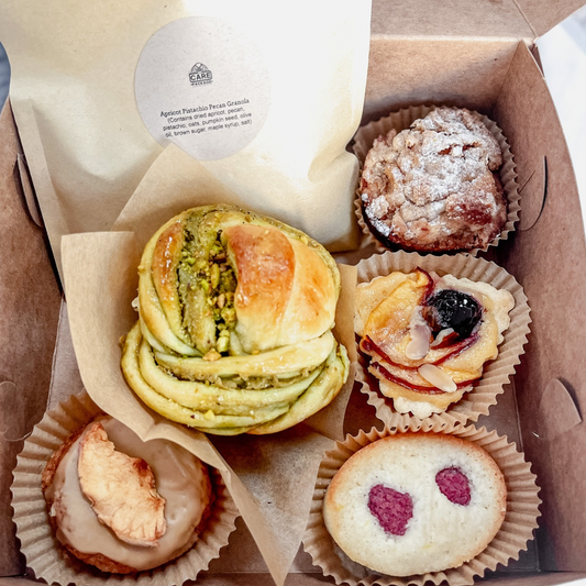 AM Treat Box with seasonal baked goods and granola for breakfast or brunch delivery